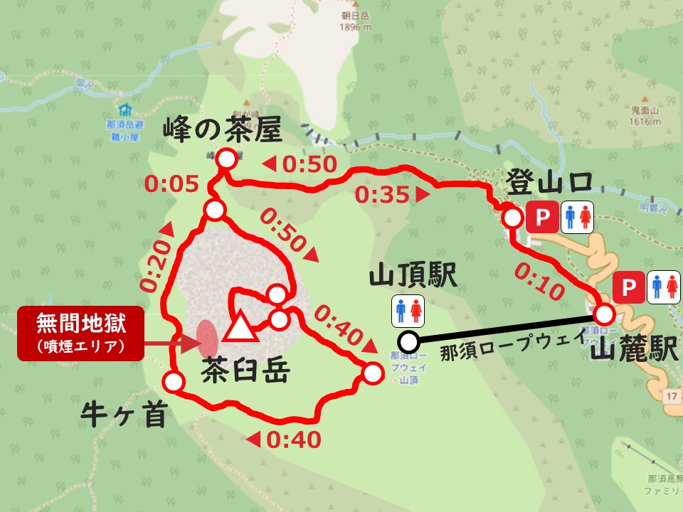 茶臼岳の登山コース