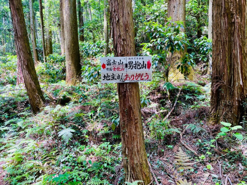 男抱山の登山コースにある分岐点