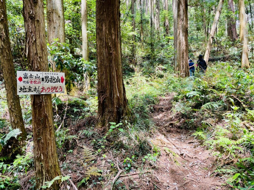 男抱山の登山コースの分岐点