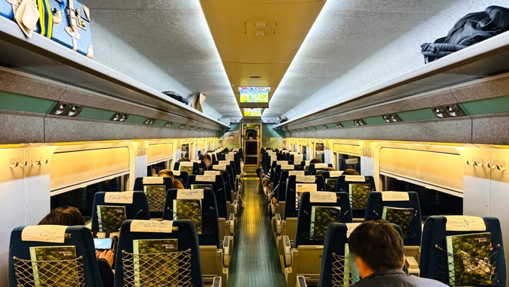 清州空港からソウルに行く手段 KTXの車内