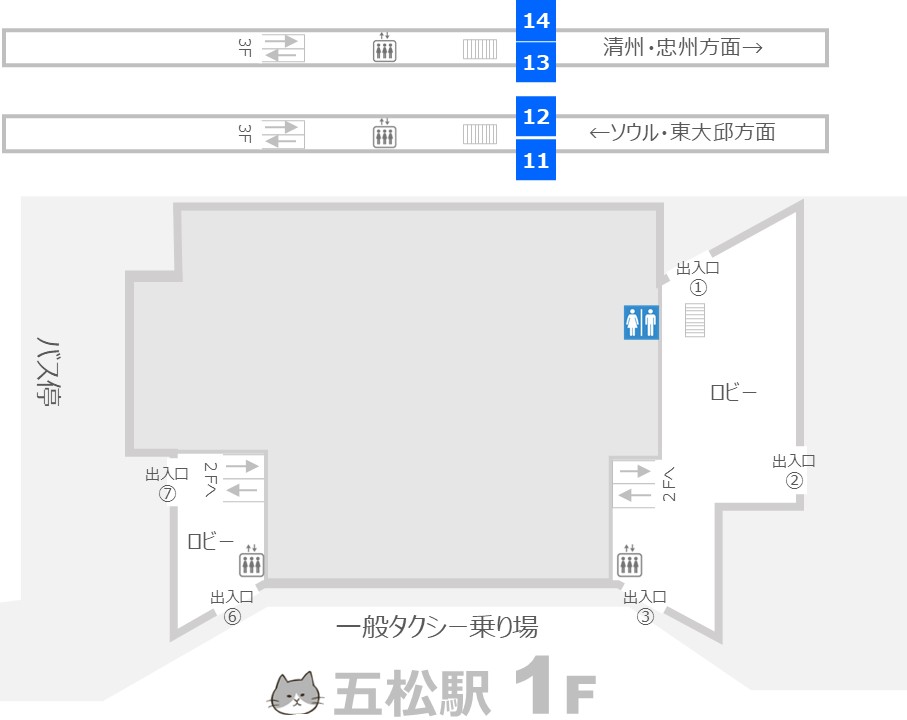 五松駅の構内マップ 1階