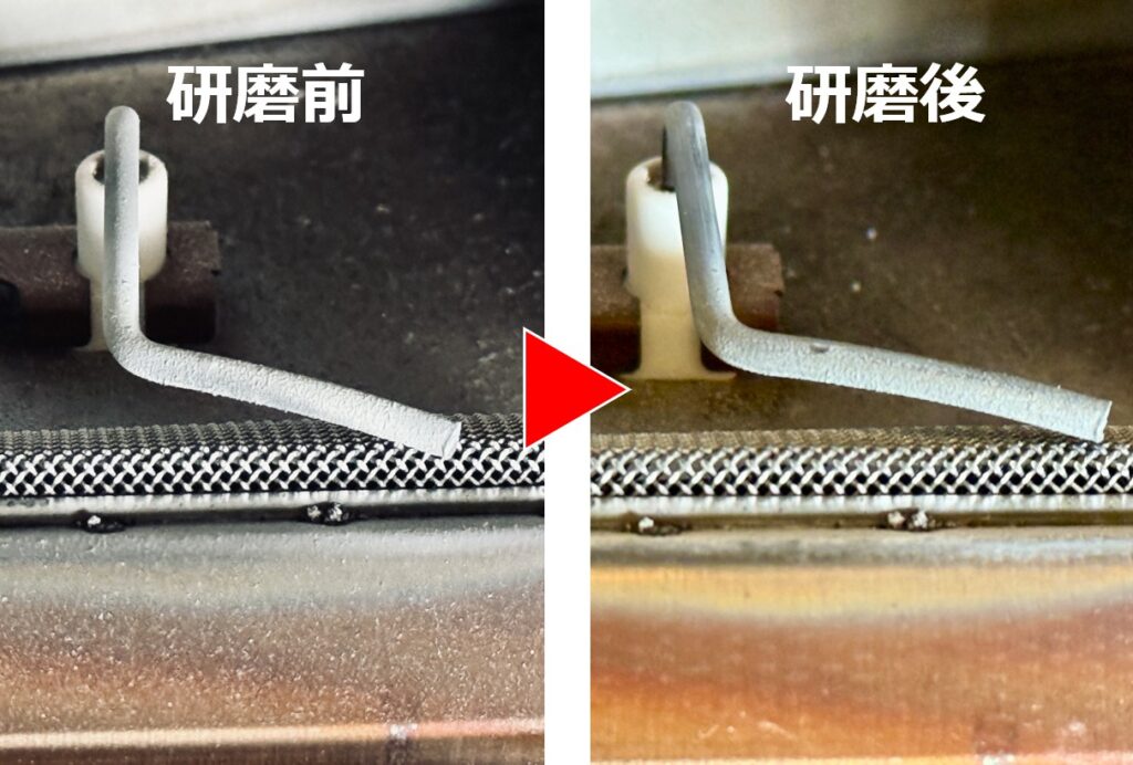 ダイニチファンヒーターで頻発するE13エラーを自力で修理するときのフレームロッドの研磨方法